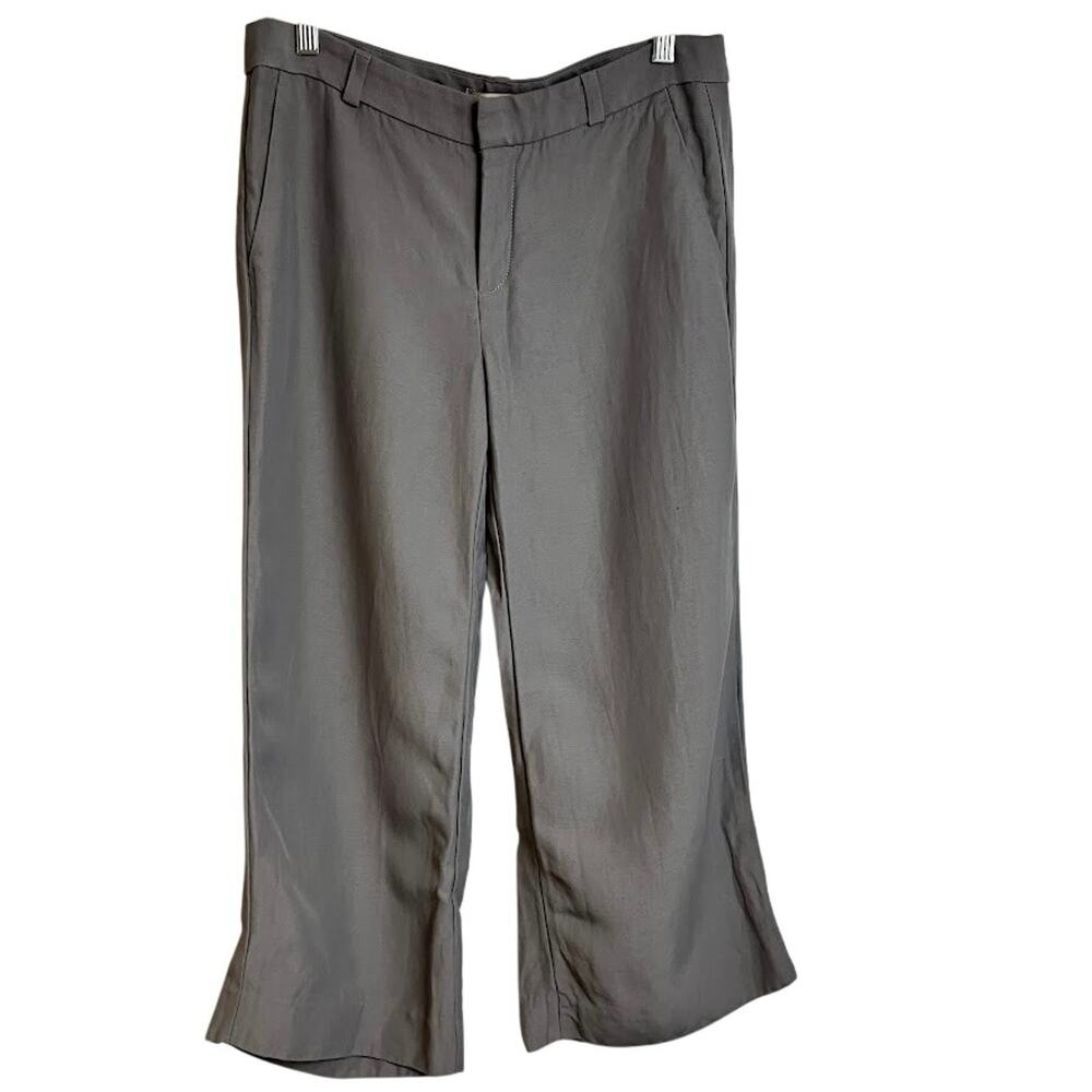 Banana Republic Heritage Collection Gray Linen Wide Leg Crop Pants Size 6